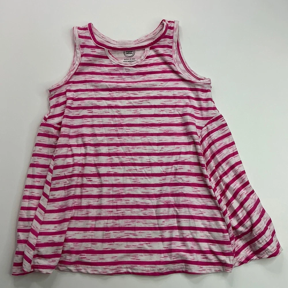 Wonder Nation Pink Striped Swing Tank Top Kids Size 6-6X Cutout Neckline